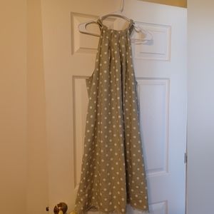 Charlie Page Womens Size L Lined Green Poka-A-Dot Sleeveless Dress